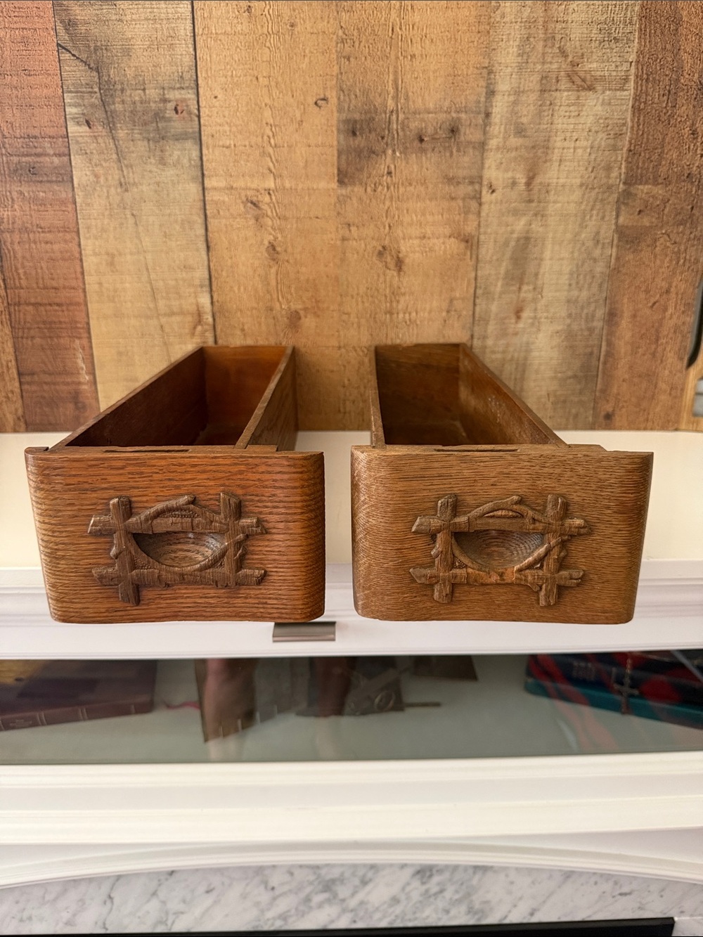 Vintage set of sewing machine drawers